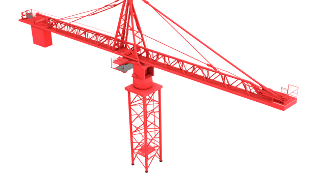 Red Construction Crane on Black Background Industrial Machinery Engineering Equipment Heavy png