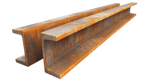 Rusty Steel IBeams Industrial Construction Materials for Engineering and Architecture Project png