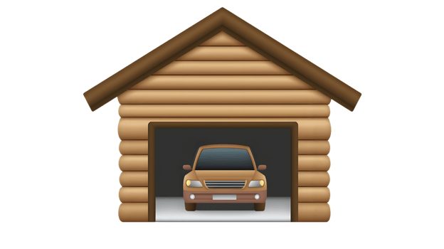 Secure Parking A Car Safely Stored Inside a Log Cabin Garage with Warm Lighting and Cozy Atmos png
