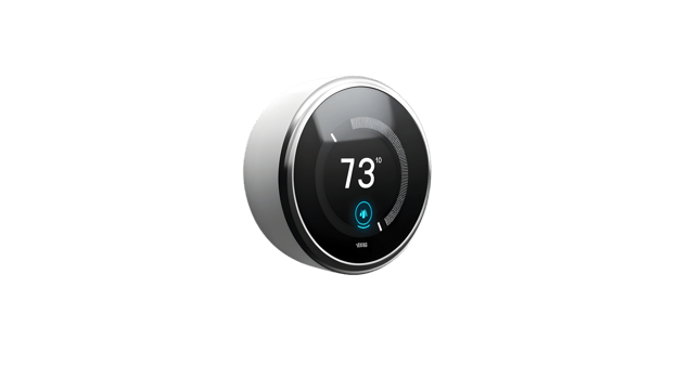 Smart Thermostat Displaying Temperature on a Black Background png