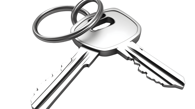 Two Shiny Metallic Keys on a Key Ring Security and Access Concept for Home Office or Vehicle png