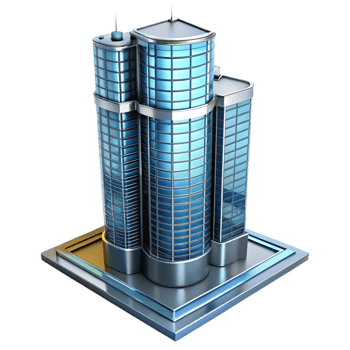 captivating minimalist Modern skyscraper, glass and steel, NO BACKGROUND with Transparent Background. expertly shot png