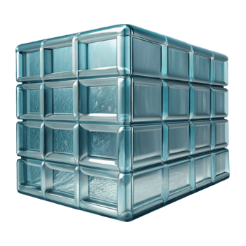 fascinating passionate abstract Glass block wall section, textured pattern, NO BACKGROUND with Transparent Background. artisan png