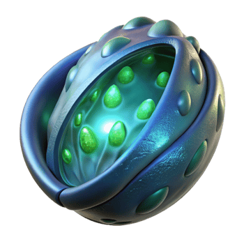 bold stunning Alien seed pod with bioluminescent interior NO BACKGROUND with Transparent Background. authentic png