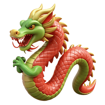 spectacular avant-garde A Chinese Dragon, serpentine and scaled, NO BACKGROUND with Transparent Background. artisan png