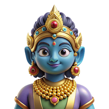 whimsical mesmerizing An Indian Deity, adorned with jewels and intricate clothing, NO BACKGROUND with Transparent Background. high resolution png