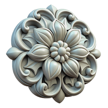 playful striking Stone carving detail, floral motif, NO BACKGROUND with Transparent Background. top-tier png