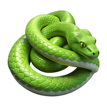 gorgeous exceptional A slithering green tree python, coiled. NO BACKGROUND with Transparent Background. png