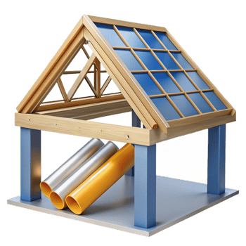striking elegant Construction plan of a roof truss NO BACKGROUND with Transparent Background. exclusive png