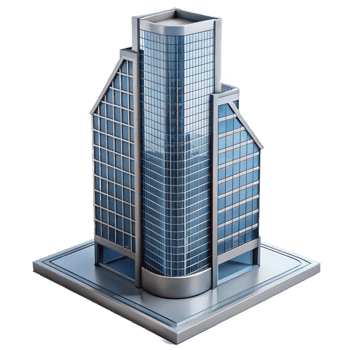 beautiful exemplary Modern skyscraper, glass and steel, NO BACKGROUND with Transparent Background. png