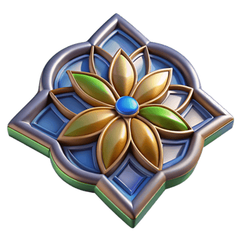 picturesque signature Stained glass window fragment, floral pattern, NO BACKGROUND with Transparent Background. png