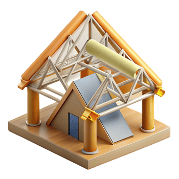 exemplary surreal Construction plan of a roof truss NO BACKGROUND with Transparent Background. exclusive png