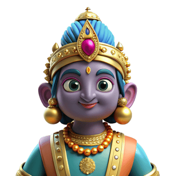 whimsical picturesque An Indian Deity, adorned with jewels and intricate clothing, NO BACKGROUND with Transparent Background. flawless png
