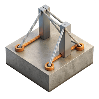 enchanting bohemian Suspension bridge cable anchorage, concrete block, NO BACKGROUND with Transparent Background. detailed png