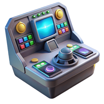 gorgeous nordic Spaceship cockpit control panel, buttons, screens, glowing lights, NO BACKGROUND with Transparent Background. studio quality png