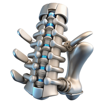 passionate vibrant Cybernetic spine implant, metallic vertebrae, intricate wiring. NO BACKGROUND with Transparent Background. sharp png