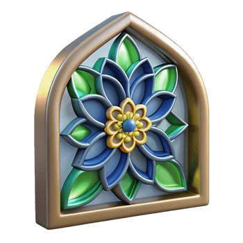 unparalleled bohemian Stained glass window fragment, floral pattern, NO BACKGROUND with Transparent Background. genuine png