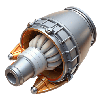 dynamic dazzling Detailed model of a spacecraft engine nozzle NO BACKGROUND with Transparent Background. high quality png