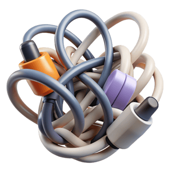 majestic retro A tangled mess of charging cables. NO BACKGROUND with Transparent Background. premium png