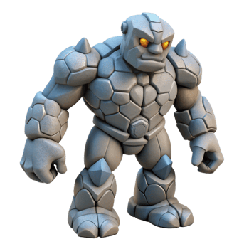 elegant reflective organic A powerful golem, made of stone, NO BACKGROUND with Transparent Background. high resolution png