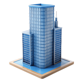 glorious tranquil minimalist Modern skyscraper architectural model, NO BACKGROUND with Transparent Background. studio quality png