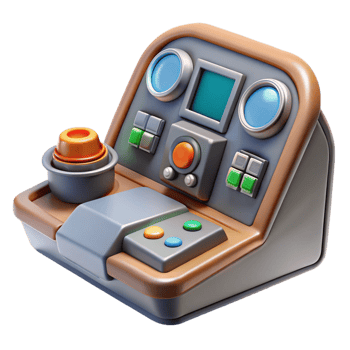 playful vibrant Detailed model of a spaceship cockpit control panel NO BACKGROUND with Transparent Background. expertly shot png