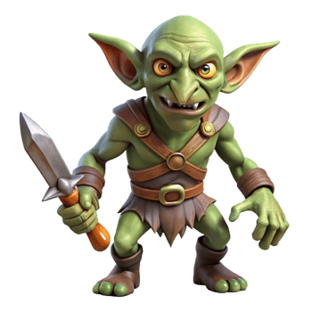 magnificent nordic A menacing goblin, holding a rusty dagger. NO BACKGROUND with Transparent Background. perfect clarity png
