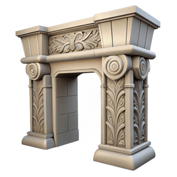 extraordinary renaissance Stone lintel, decorative carving, NO BACKGROUND with Transparent Background. top-tier png