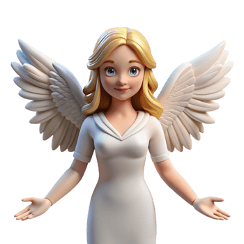 energetic alluring A beautiful, stylized, female angel, wings spread. NO BACKGROUND with Transparent Background. sharp png