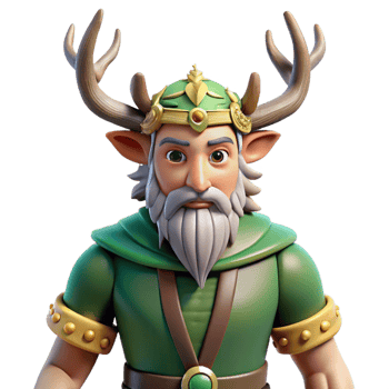 magnificent memorable Cernunnos, horned god, Celtic deity, NO BACKGROUND with Transparent Background. png