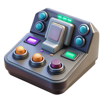 peaceful sumptuous Spaceship control panel with glowing buttons NO BACKGROUND with Transparent Background. refined png