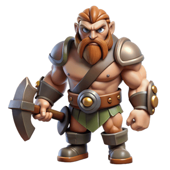 mesmerizing bold industrial A muscular dwarf warrior with a warhammer. NO BACKGROUND with Transparent Background. artisan png