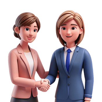 passionate pristine Businesswoman shaking hands NO BACKGROUND with Transparent Background. museum quality png