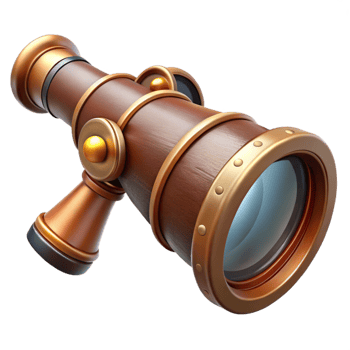 timeless elegant Steampunk spyglass with a retractable lens and a leather grip. NO BACKGROUND with Transparent Background. impeccable png