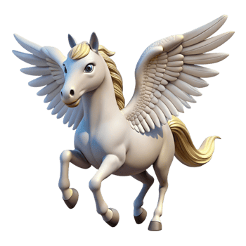 vibrant avant-garde A majestic pegasus, wings spread wide. NO BACKGROUND with Transparent Background. authentic png
