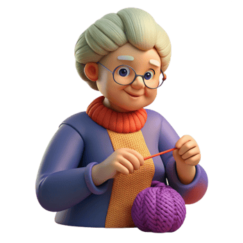 exquisite abstract Elderly woman knitting NO BACKGROUND with Transparent Background. perfect clarity png