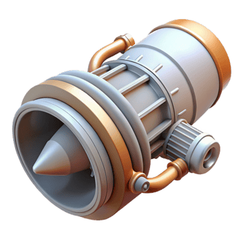 impressive nostalgic rustic Detailed model of a spacecraft engine nozzle NO BACKGROUND with Transparent Background. impeccable png