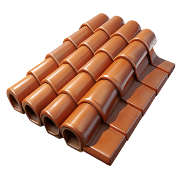 magnificent dreamy tropical Terracotta roof tile, weathered texture, NO BACKGROUND with Transparent Background. authentic png