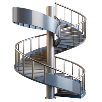 standout industrial Spiral staircase section, metal construction, NO BACKGROUND with Transparent Background. refined png