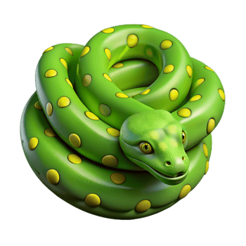 playful breathtaking A slithering green tree python, coiled, NO BACKGROUND with Transparent Background. genuine png