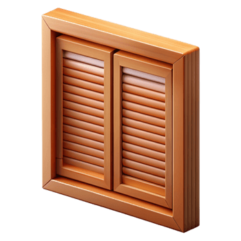 vibrant dreamy rustic Wooden window shutter, closed position, NO BACKGROUND with Transparent Background. 8K png