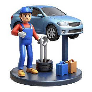 celebrated minimalist Mechanic working under car NO BACKGROUND with Transparent Background. precision png