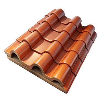 serene gothic Terracotta roof tile, weathered texture, NO BACKGROUND with Transparent Background. 4K png