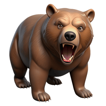 whimsical serene A growling grizzly bear, NO BACKGROUND with Transparent Background. luxury png