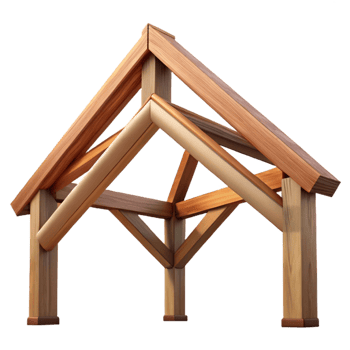 sumptuous victorian Wooden roof truss, traditional joinery, NO BACKGROUND with Transparent Background. refined png