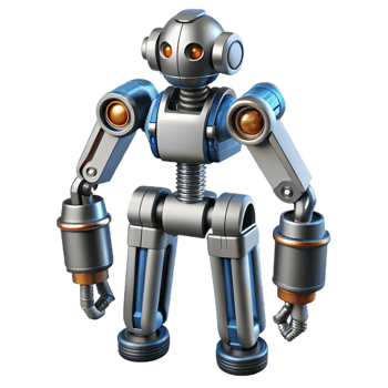 radiant coveted Robotic exoskeleton with hydraulic pistons. NO BACKGROUND with Transparent Background. png