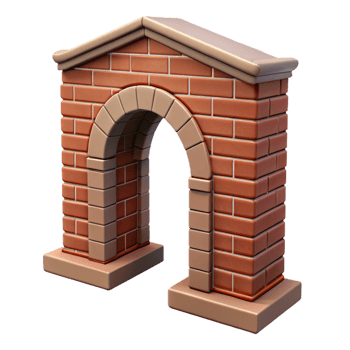 radiant impressionist Brick arch, keystone detail, NO BACKGROUND with Transparent Background. premium png