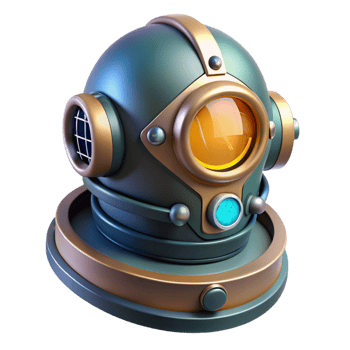 mesmerizing elegant Futuristic diving suit helmet with integrated lights NO BACKGROUND with Transparent Background. flawless png