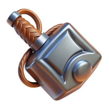 hypnotic reflective impressionist Mjolnir pendant, Viking symbol, NO BACKGROUND with Transparent Background. genuine png