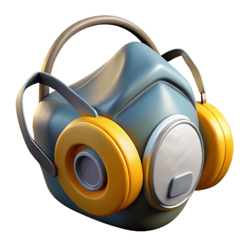 breathtaking nostalgic futuristic Dust mask NO BACKGROUND with Transparent Background. high quality png